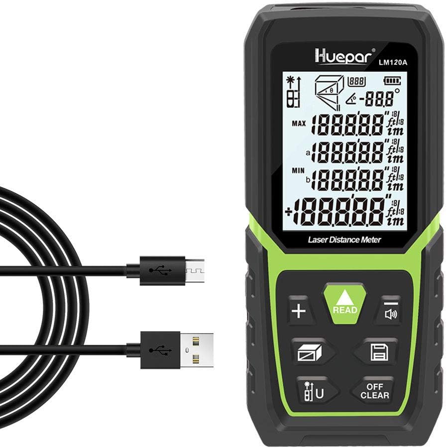 Huepar Laser Distance Meter 393Ft with Li-ion Battery & Sensor