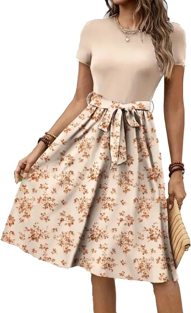 Floral Belted A-Line Midi Dress | Feminine Chic