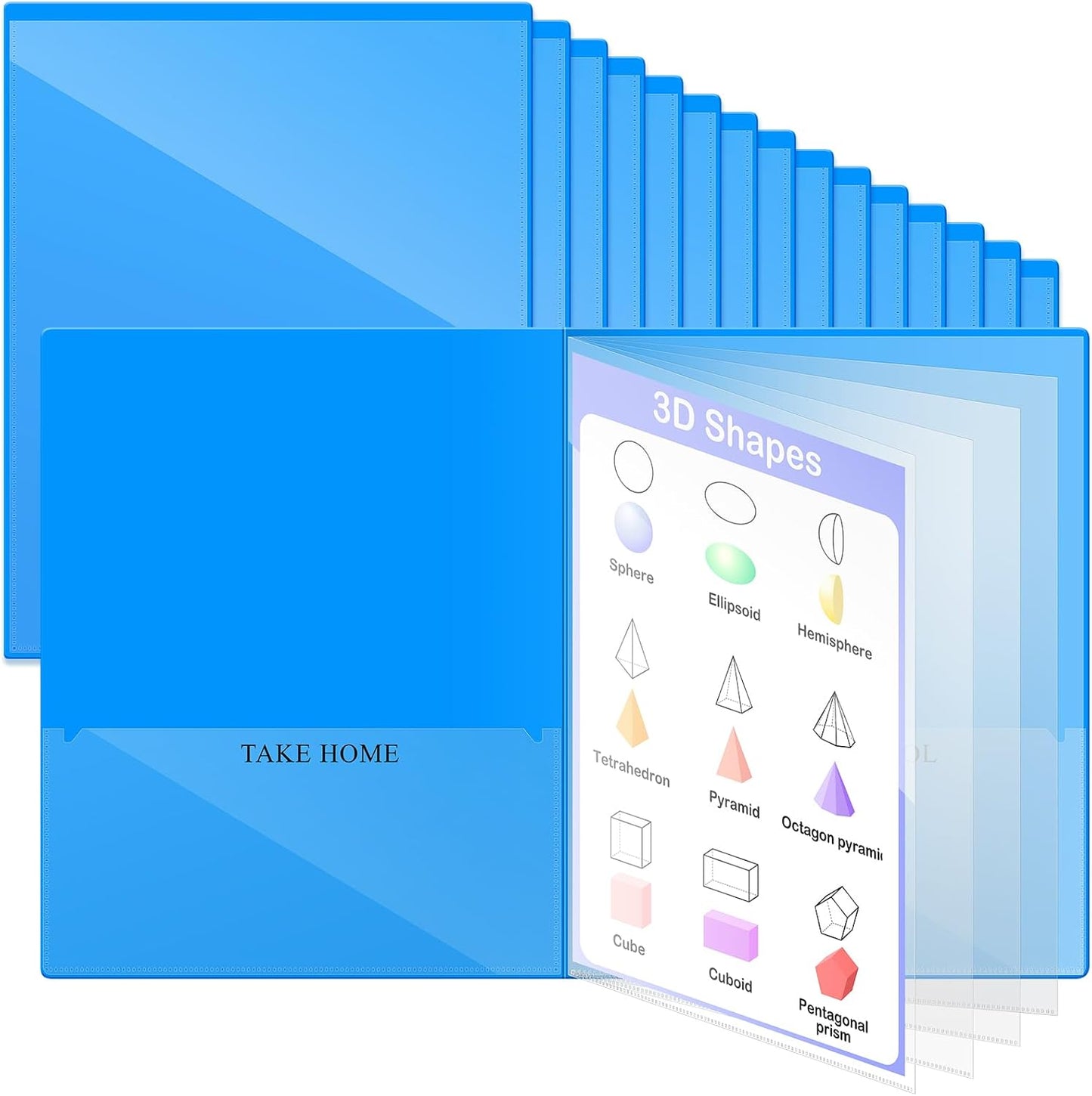 24 Pcs Heavy Duty Plastic Homework Folders for School and Home
