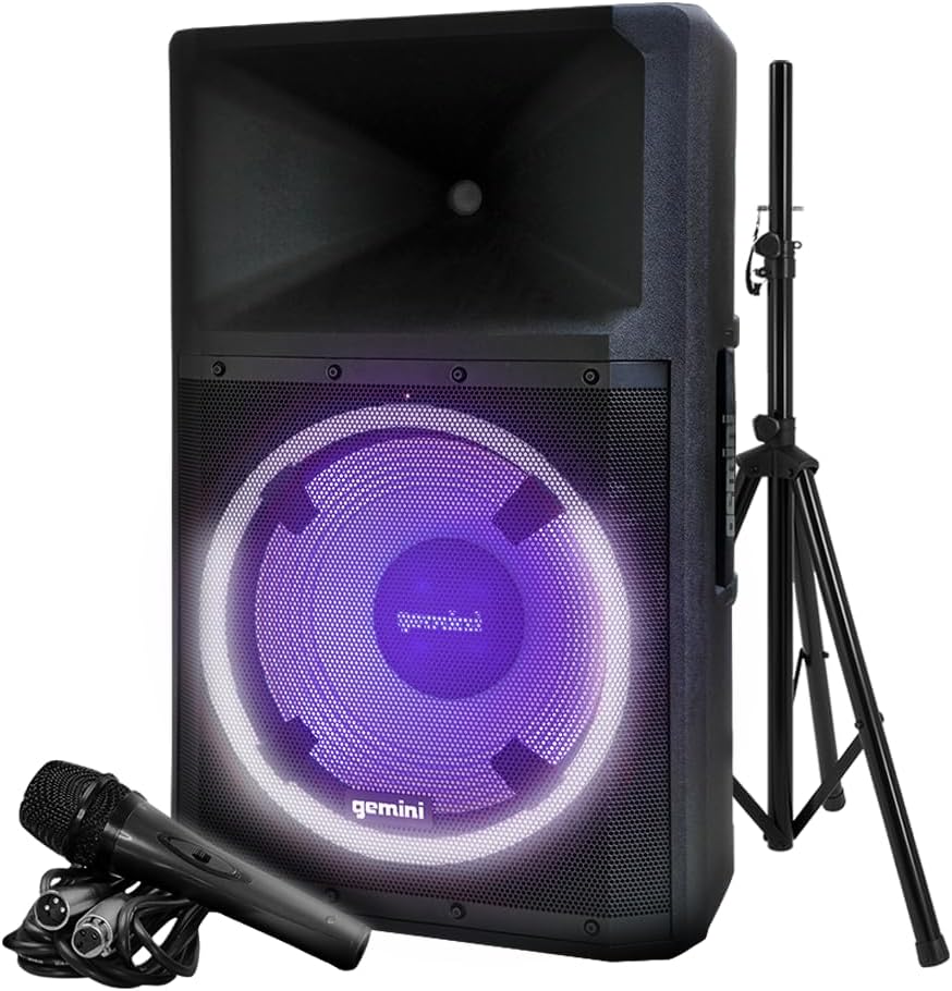 Gemini 15 Bluetooth PA Speaker System with Stand and Mic