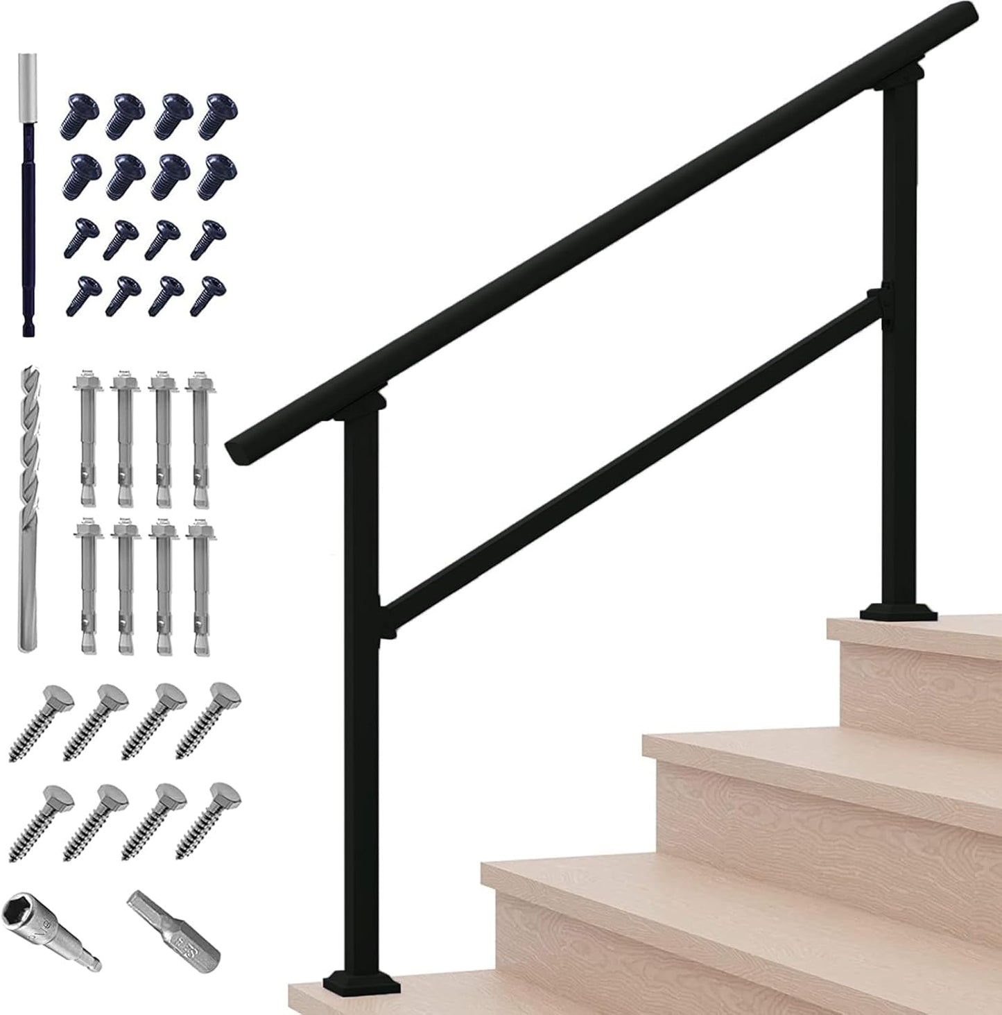Handrails for Outdoor Steps - Sturdy & Stylish 4 Step Railing