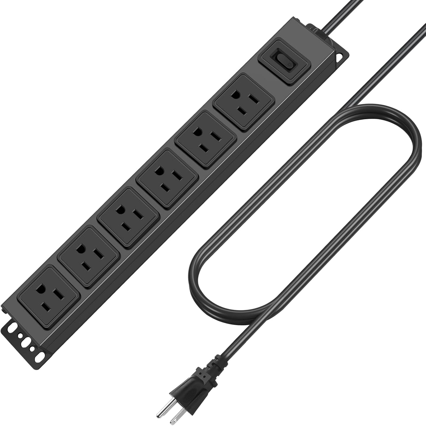 Magnetic Wall Mount Power Strip with 6 Outlets and 15FT Cord