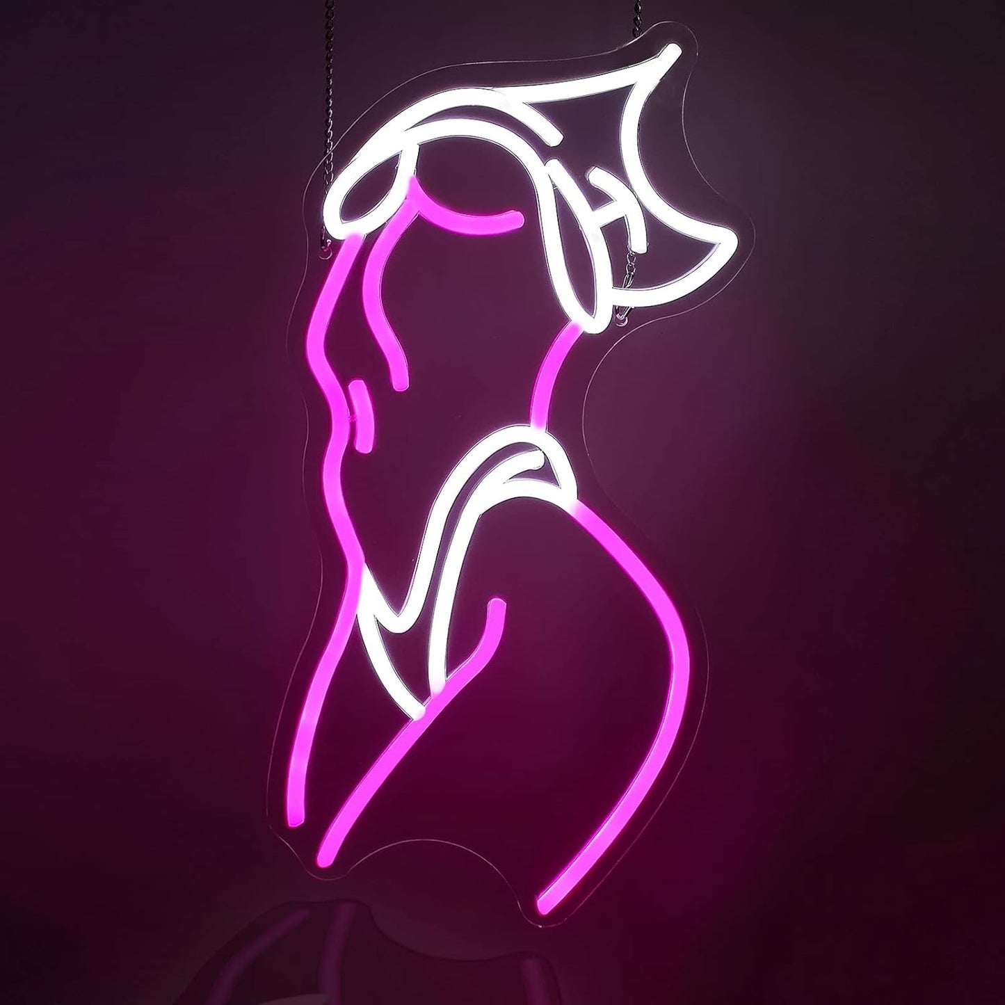 Lady Neon Signs for Wall Decor - Pink White LED Light Sign