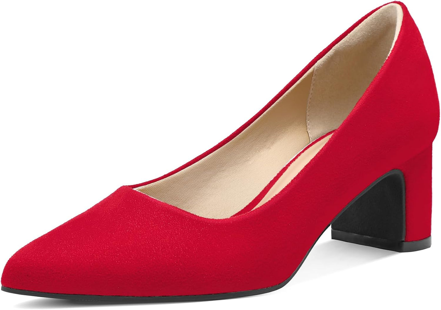 mysoft Women's Pointed Toe Pumps with 2 Inch Chunky Block Heels