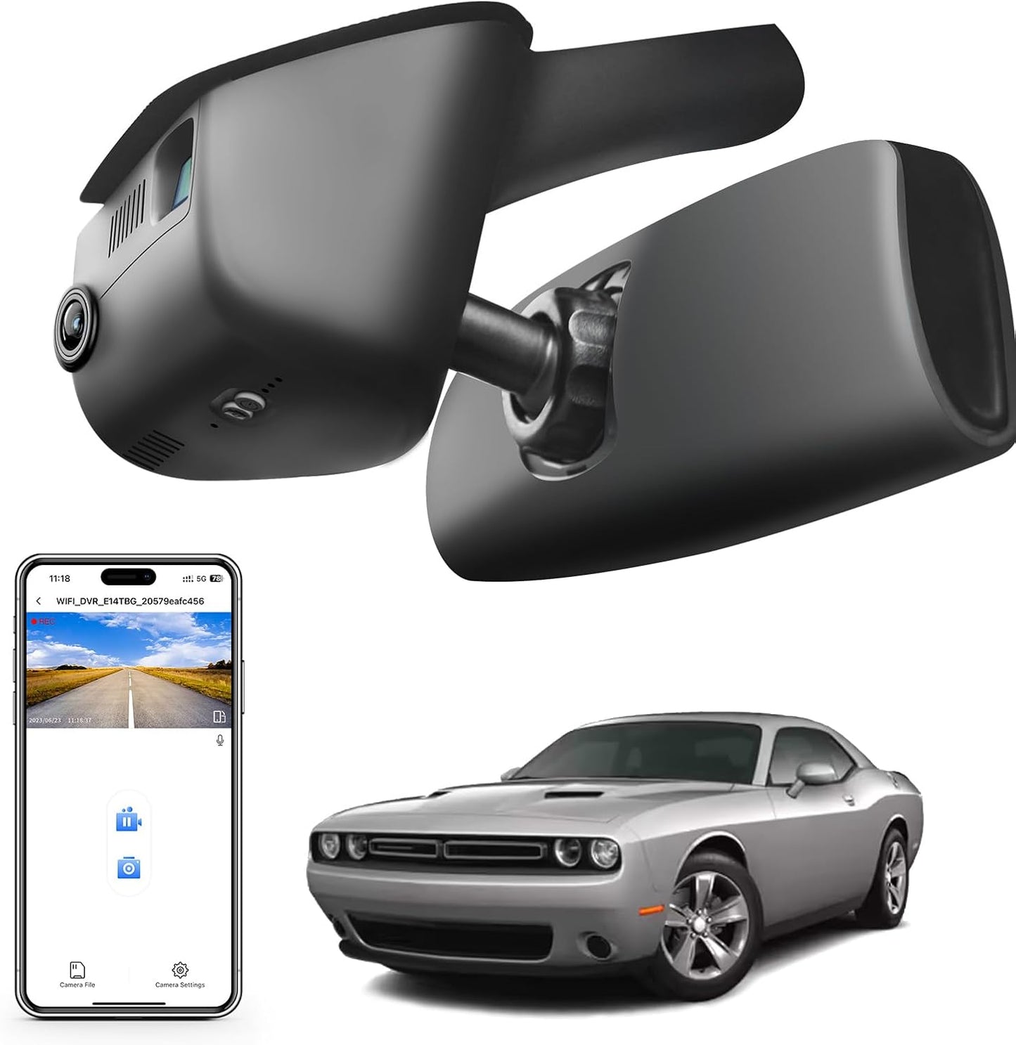 4K Dash Cam Custom Fit for Dodge Challenger 2015-2023 Models