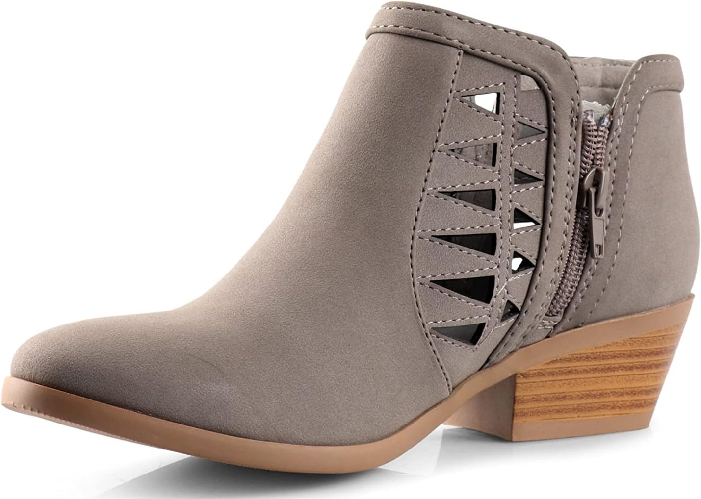 Soda Womens Perforated Cut Out Stacked Block Heel Booties