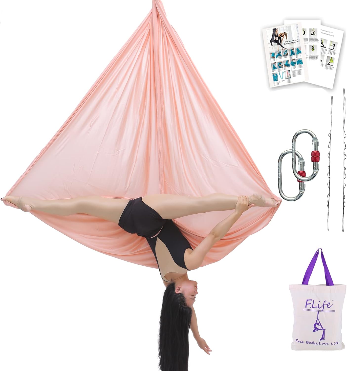 F.Life Aerial Silk Yoga Hammock for Inversion and Strength Training