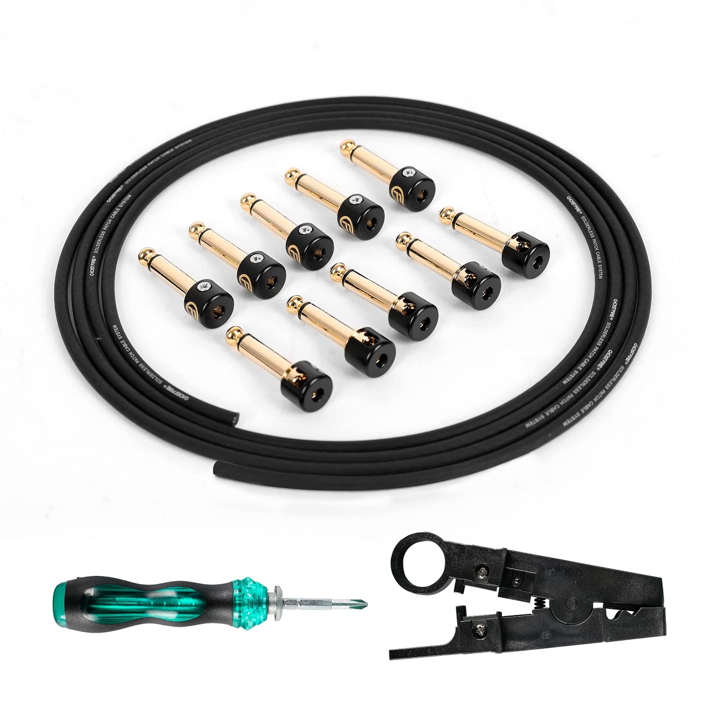 Ghost Fire Solderless Cable Kit - Effortlessly Connect Your Pedals with 10 Connectors & Cutter
