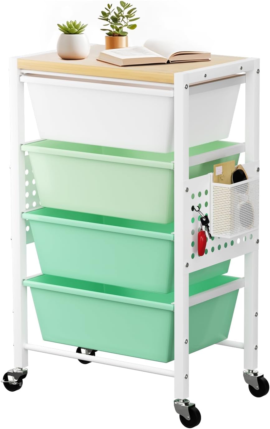 Rolling Cart with 4 Drawers for Office and Home Organization