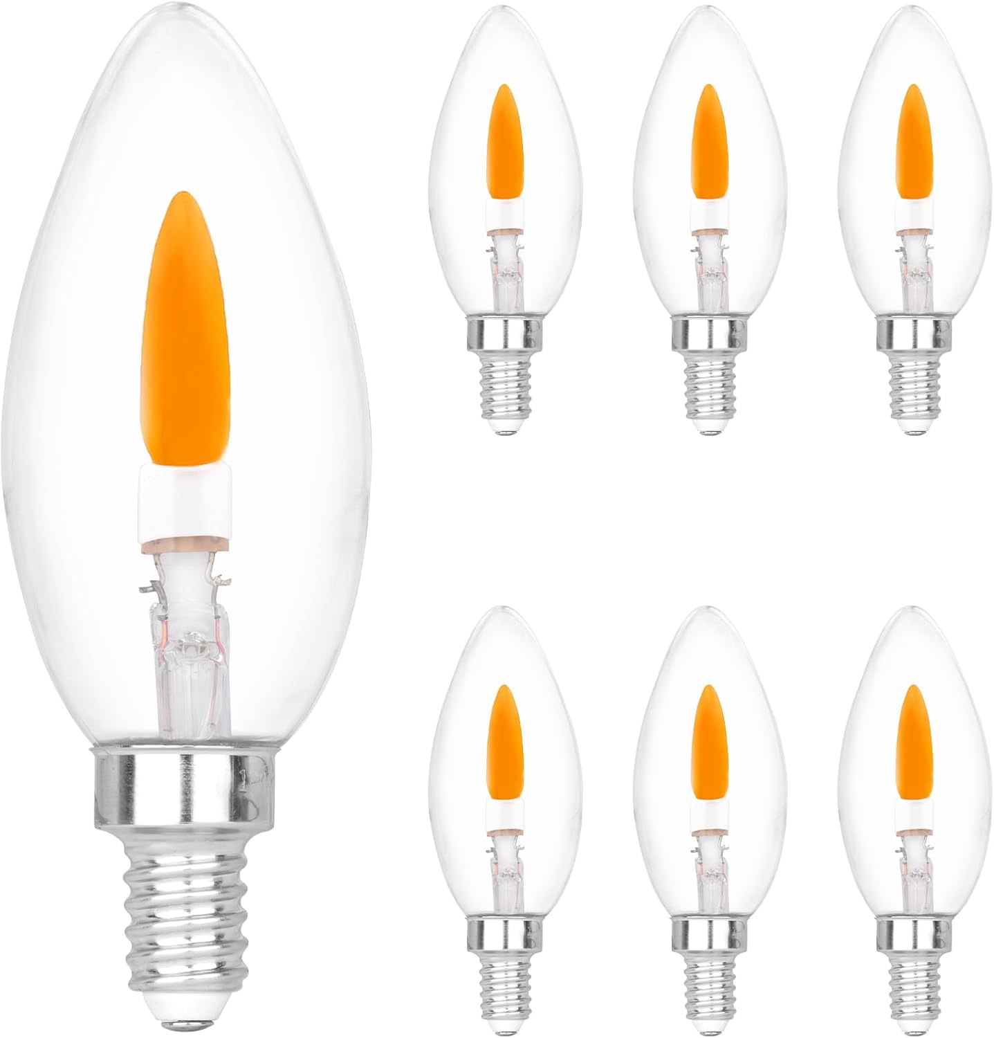 E12 Base Flicker Bulbs - Crystal Clear Candle Light for Halloween
