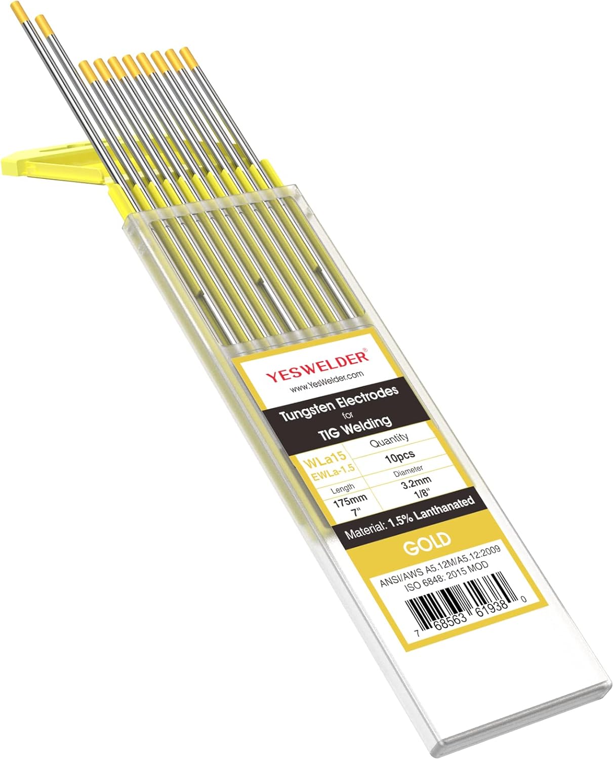 YESWELDER TIG Welding Tungsten Electrode 1.5% Lanthanated 10-pk
