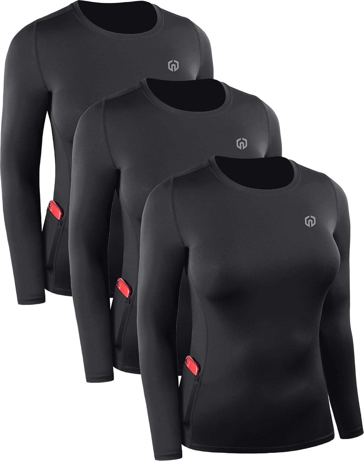 NELEUS Women's Athletic Compression Long Sleeve T Shirt 3 Pack