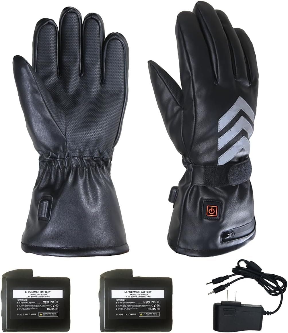Heated Dual-Side Faux Leather Gloves - Stay Warm Anywhere!