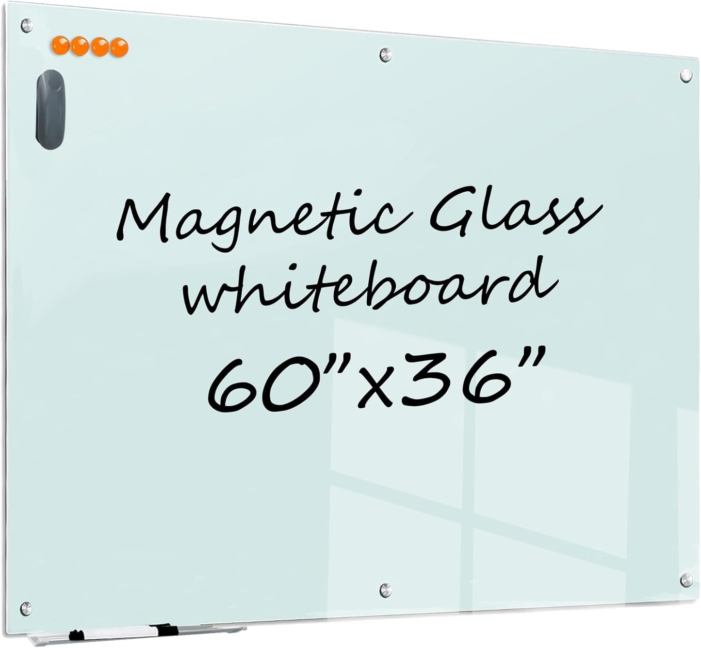 Magnetic Glass Whiteboard - 60x36 Dry Erase Board for Home