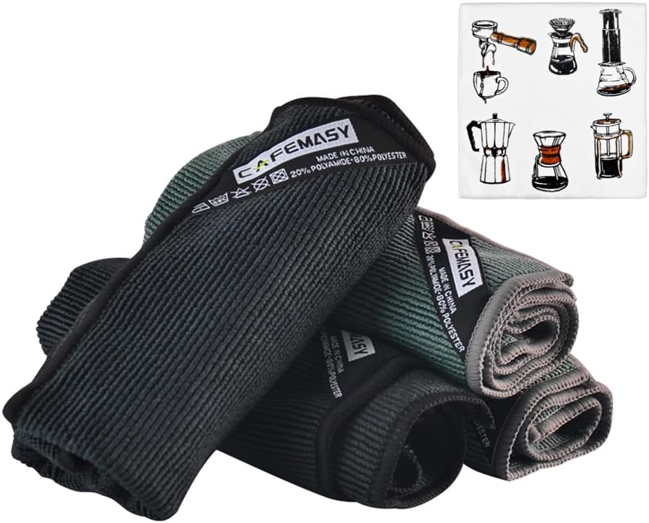 Cafemasy Barista Micro Cleaning Towels - Soft & Absorbent 4pc Pack
