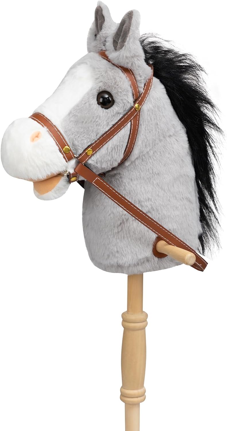 HollyHOME Stick Horse Plush Handcrafted Hobby Horse for Kids