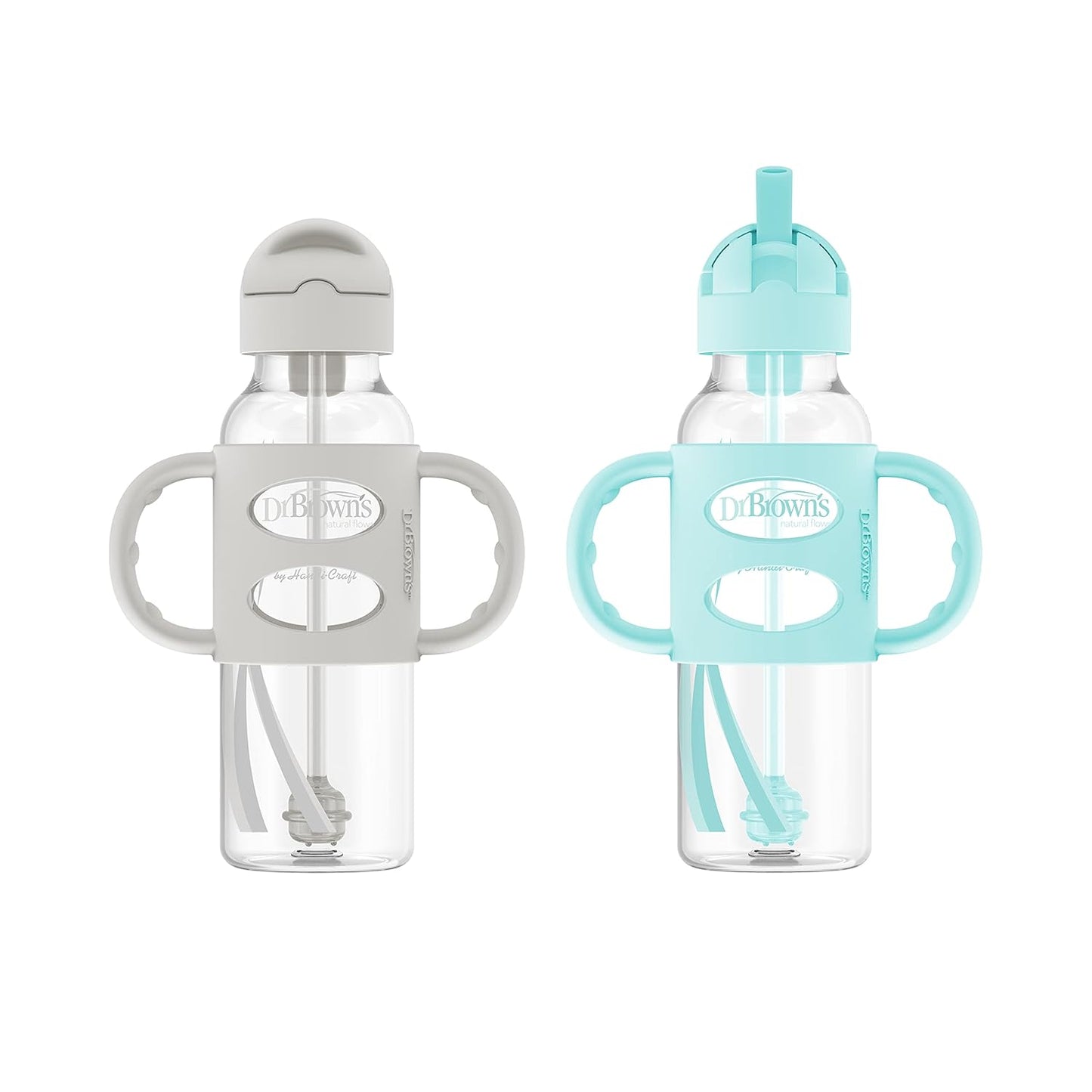 Dr. Brown's Narrow Sippy Straw Bottle: Spill-Proof with Silicone Handles