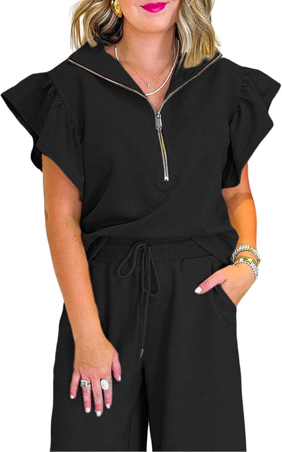 SELINK Two Piece Sets for Women Summer Outfits with Ruffles