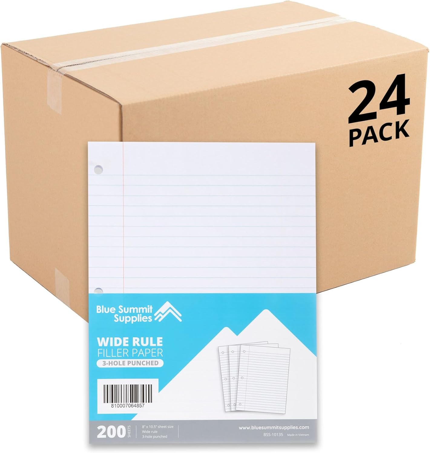 Blue Summit Loose Leaf Filler Paper - 4800 Sheets for 3 Ring Binders - Wide Ruled