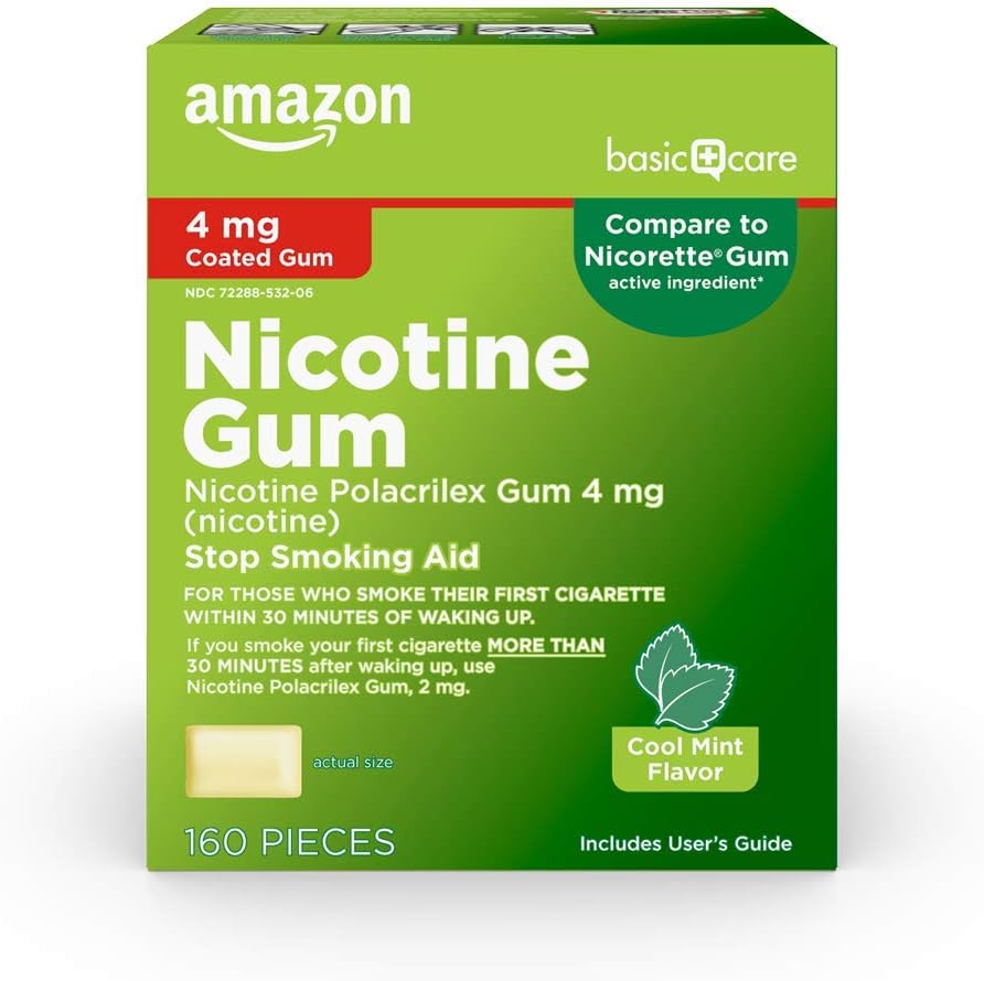 Nicotine Polacrilex Coated Gum 4 mg, Cool Mint Flavor, 160 Count