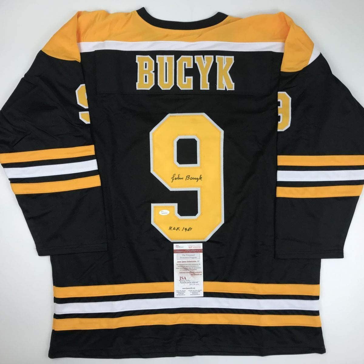 Autographed Johnny Bucyk HOF 1981 Boston Black Hockey Jersey