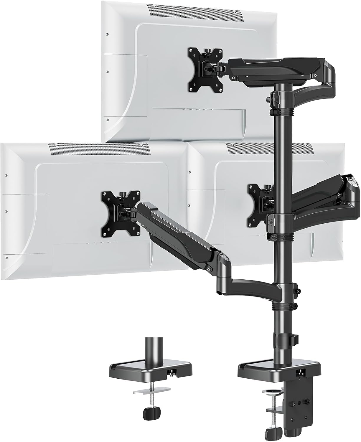 Triple Monitor Mount for 13 to 32 inch Screens - Ergonomic Design