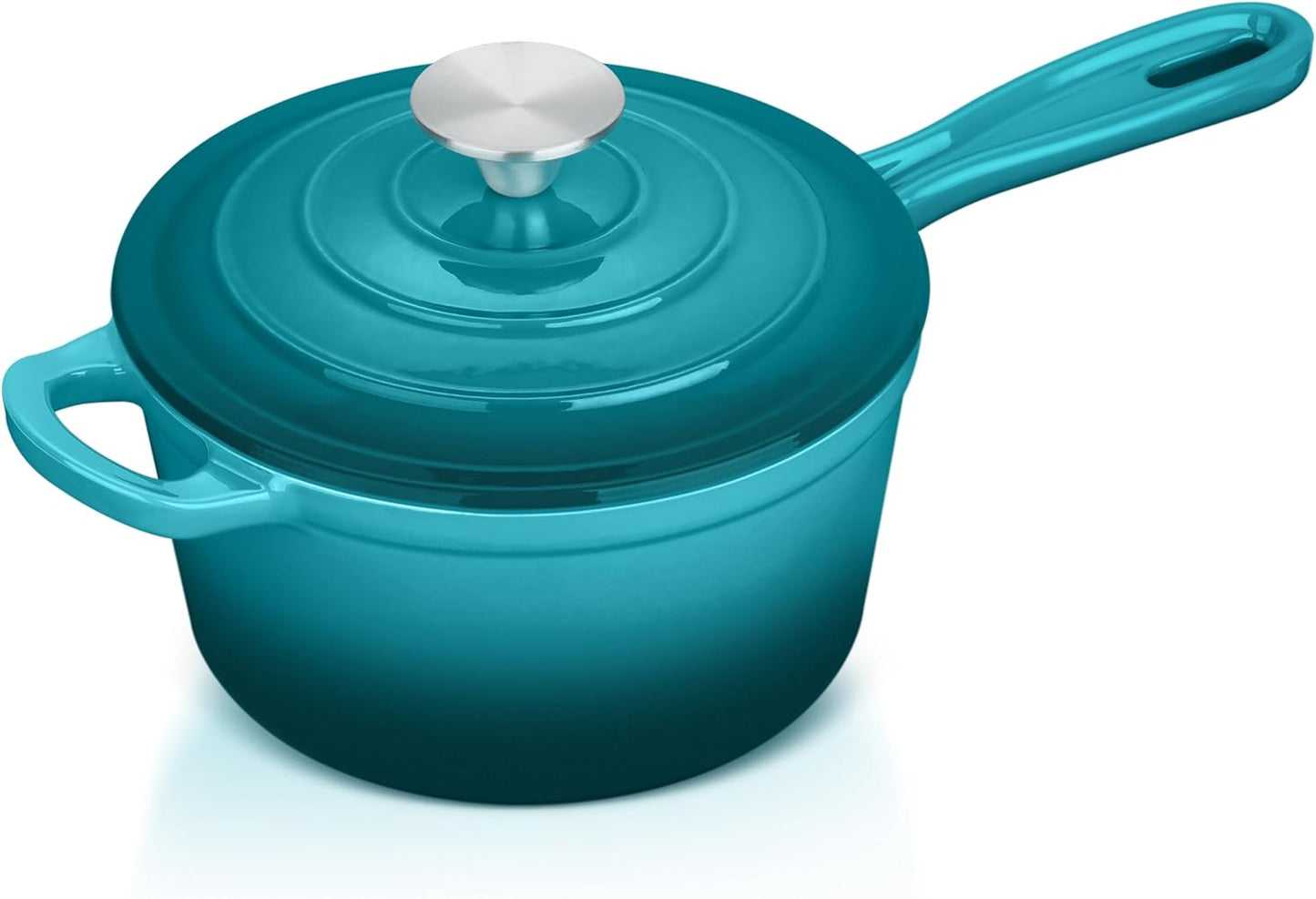 Enameled Cast Iron Sauce Pan with Lid for All Cooktops