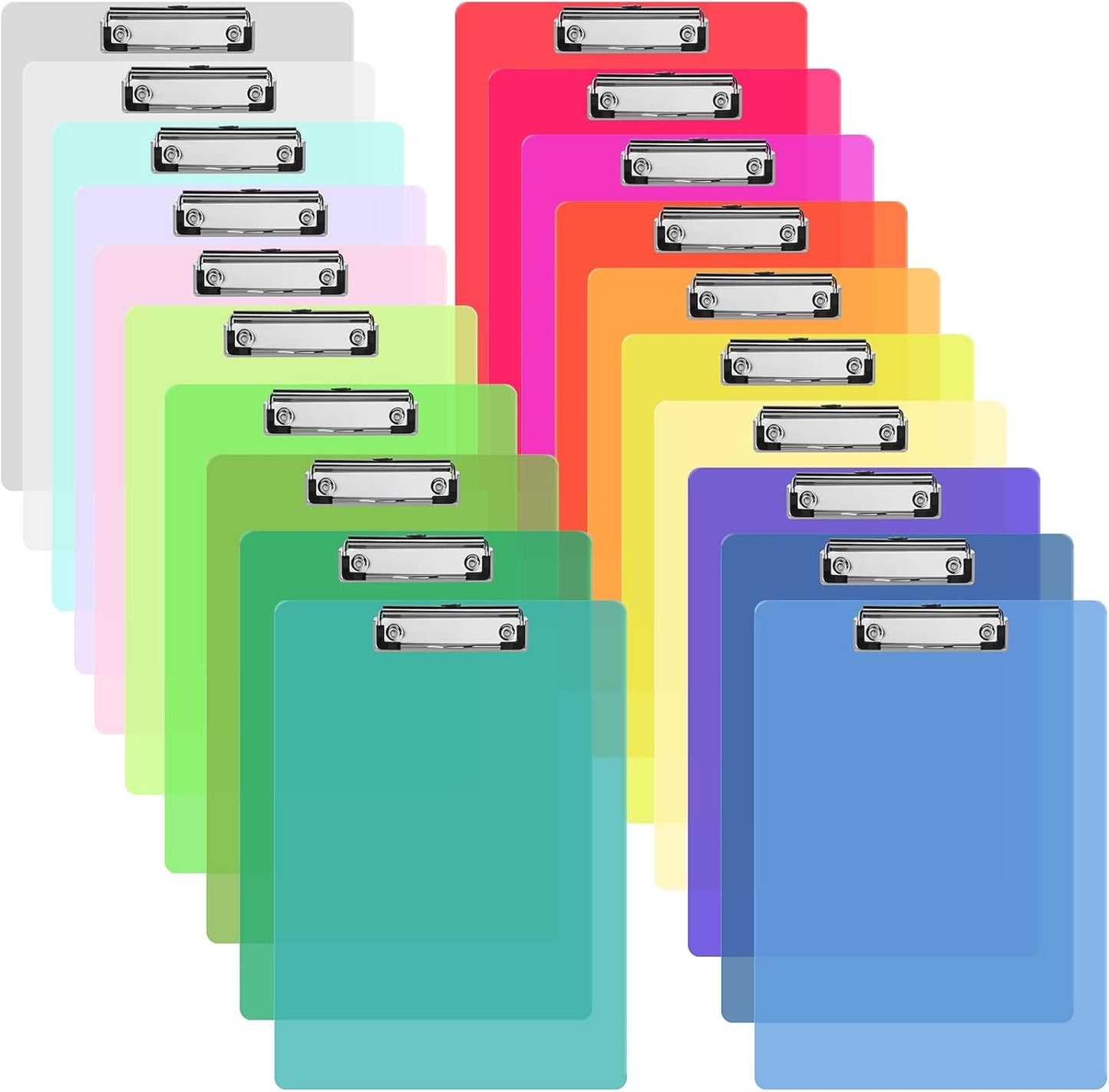20 Pcs Plastic Clipboards in Assorted Colors for Office Use
