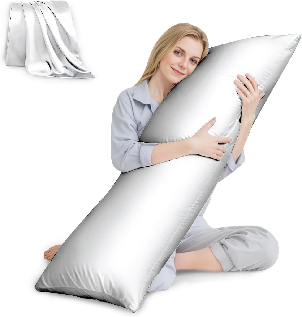 Cooling Body Pillow with Satin Pillowcase for Ultimate Comfort