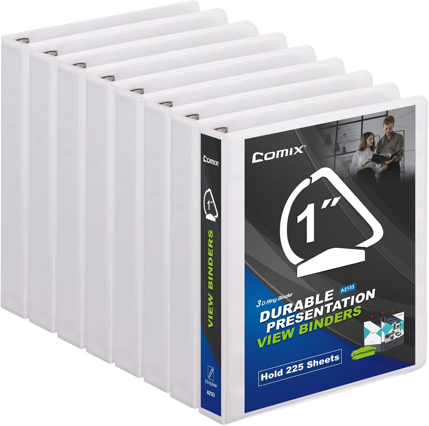 Comix Sturdy 3-Ring Binder 1-inch D Ring Binders for 225 Sheets