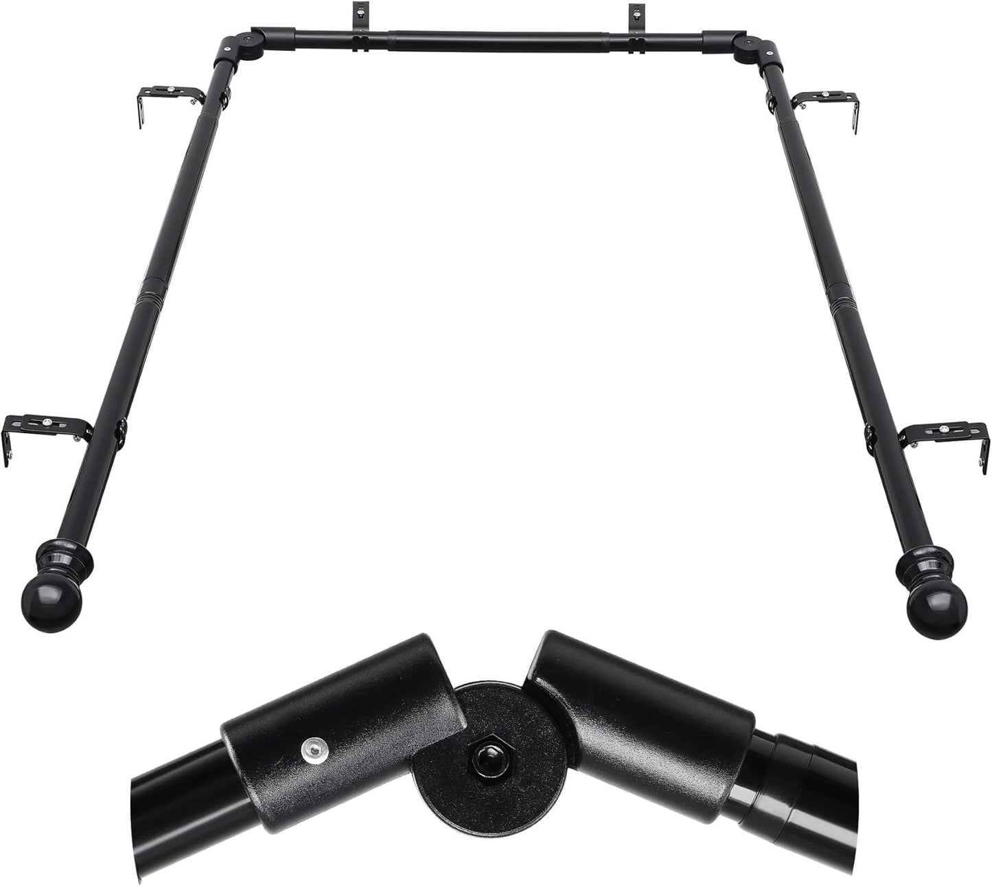 Adjustable U-Shaped Black Curtain Rod - 59-184, Renter Friendly