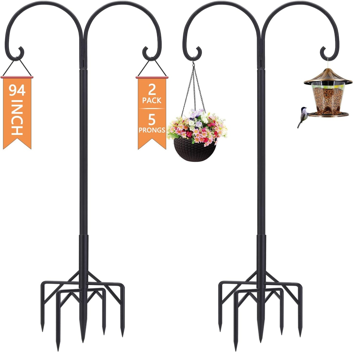 Adjustable Bird Feeder Pole with 5-Prong Base for Stability