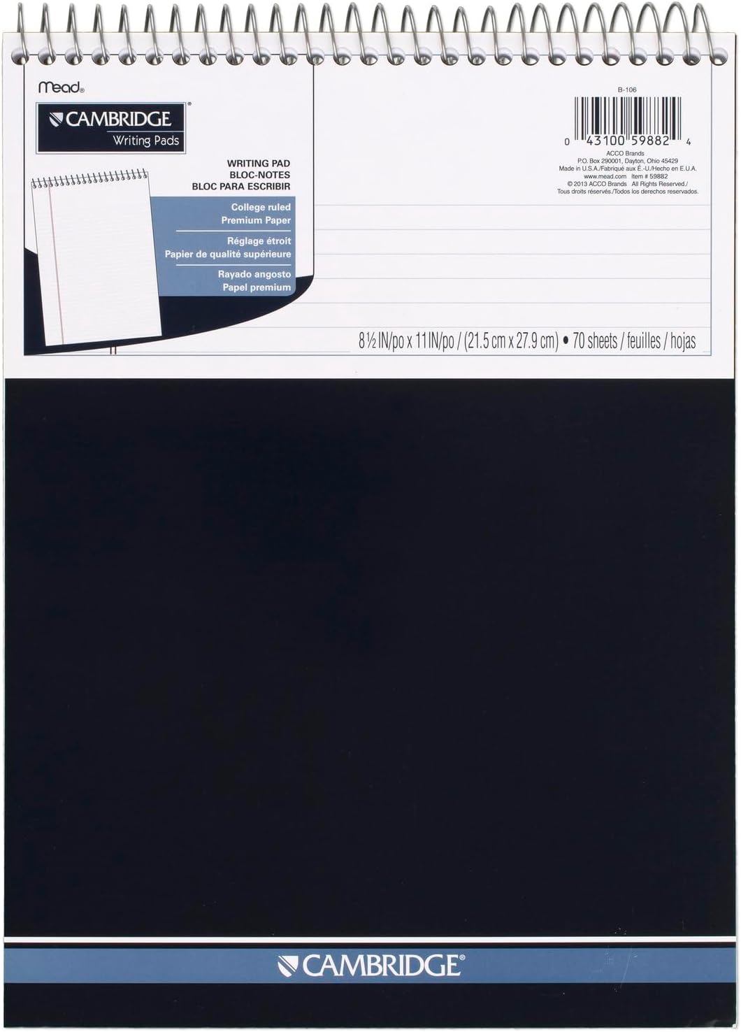 Cambridge Business Notebook, 8-1/2 x 11, College Ruled - Organize Efficiently!