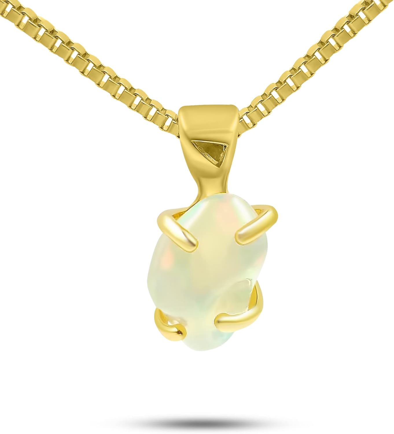 Genuine Raw Birthstone Pendant Chain Necklace for Him or Her