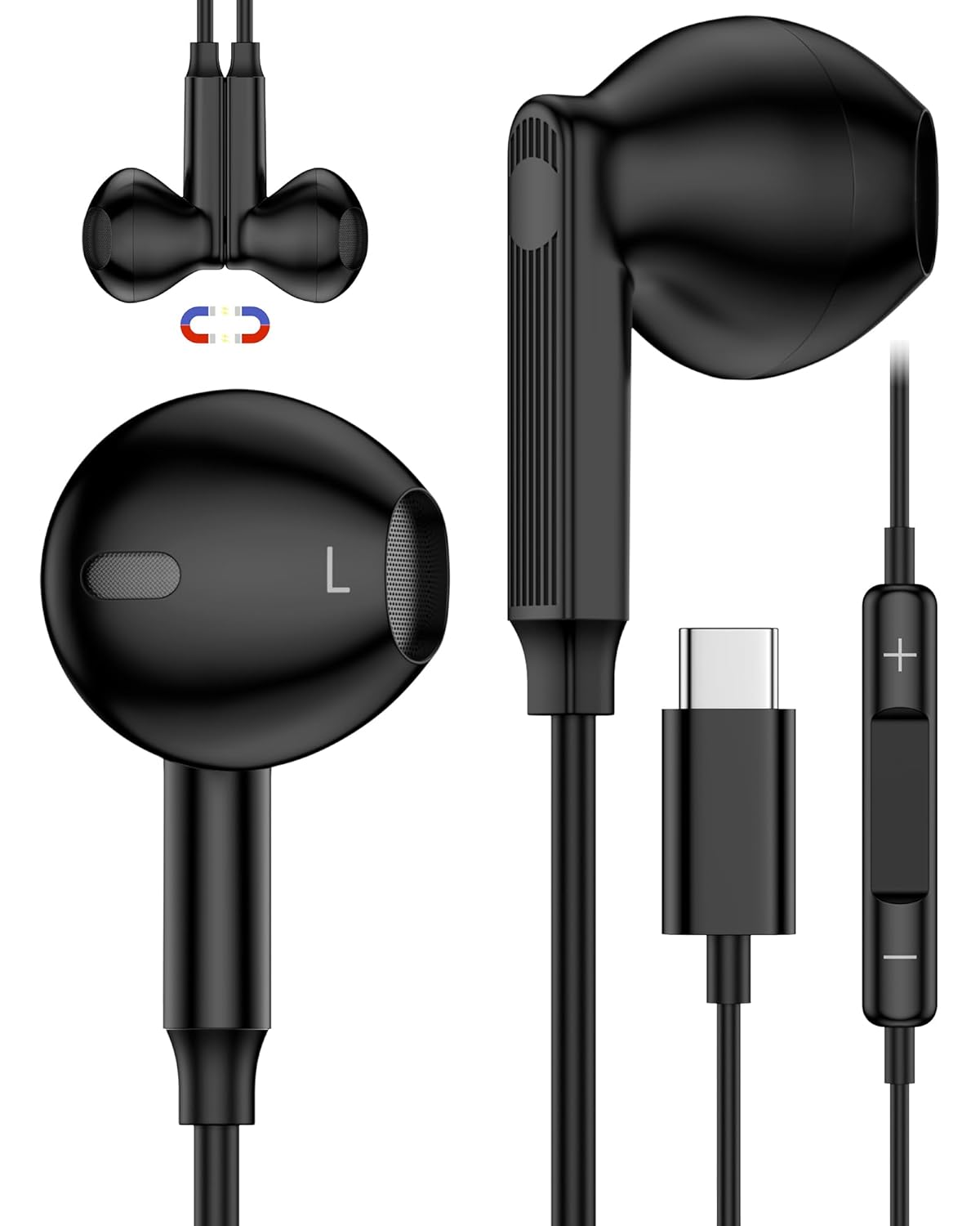 USB C Wired Earbuds for Apple iPhone & iPad - Mic & Volume Control