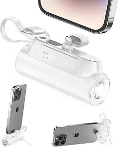 Portable Charger Power Bank 8000mAh with Built-in Cables and Stand