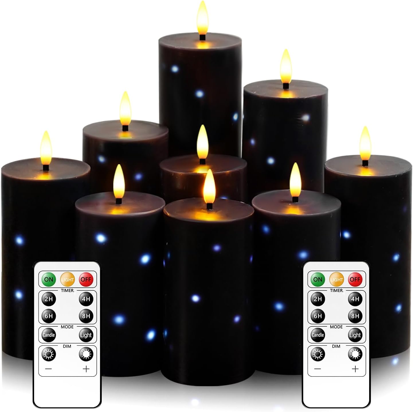 Flickering Flameless Candles Set of 9 with Remote Control and Timer