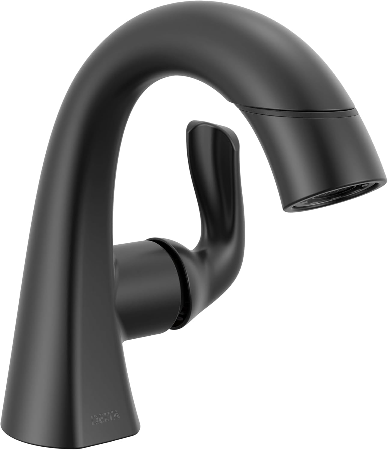 Delta Arvo Matte Black Bathroom Faucet with Pull Down Sprayer