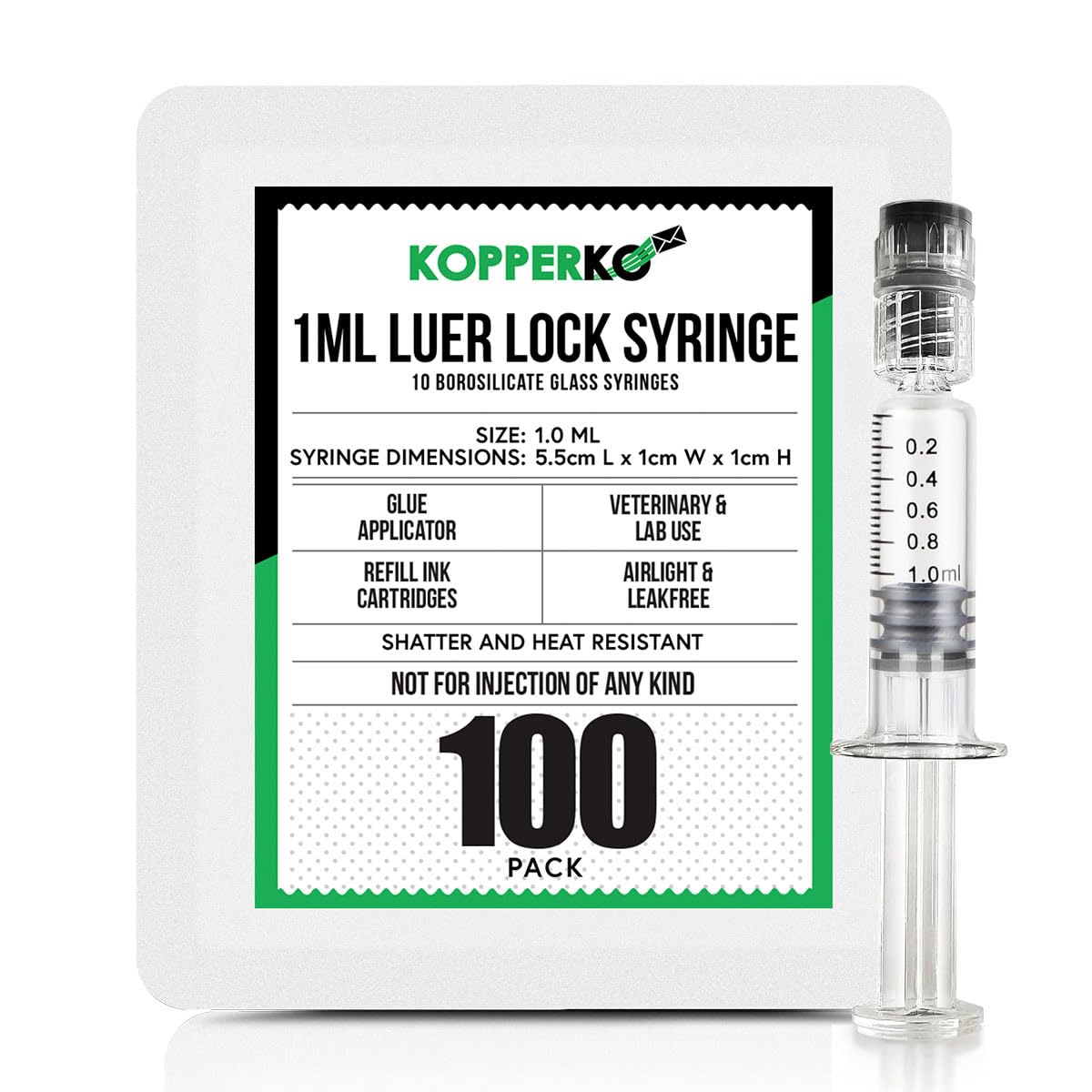 Luer Lock Syringe 1ml 100-Pack for Crafts and Lab Use