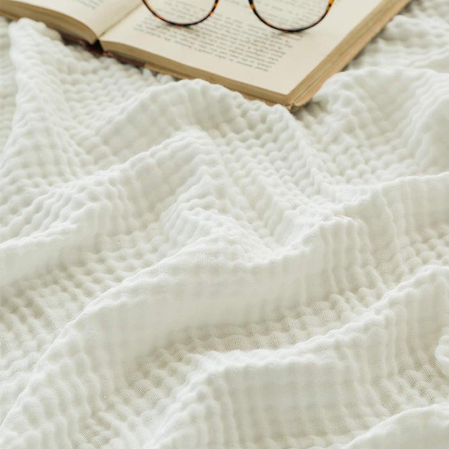 EMME Cotton Blanket for Couch Soft Lightweight Muslin Throw
