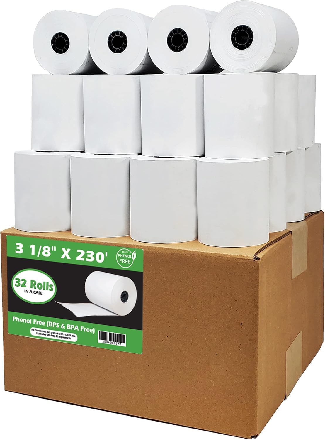 Phenol Free Thermal Paper Rolls for Clover POS Printers - 32 Pack