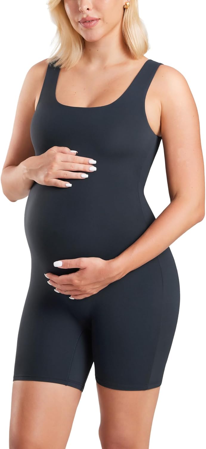 Maternity Bodysuit Sleeveless Shorts Jumpsuit for Comfort