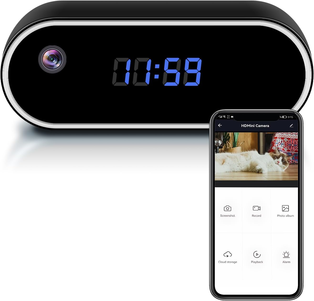 WiFi Hidden Camera Clock - FHD Nanny Cam for Indoor Security