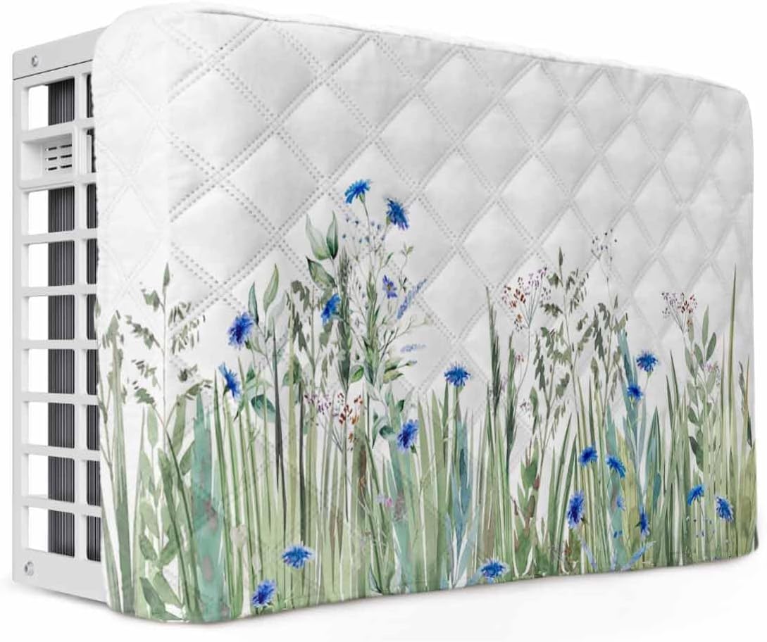 Falaniique Double Insulated Indoor AC Cover - Waterproof & Adjustable - Wildflower Botanical Design