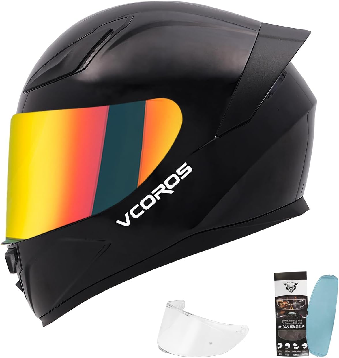 VCOROS DOT Approved Motorcycle Full Face Helmet - Anti-Fog Visor