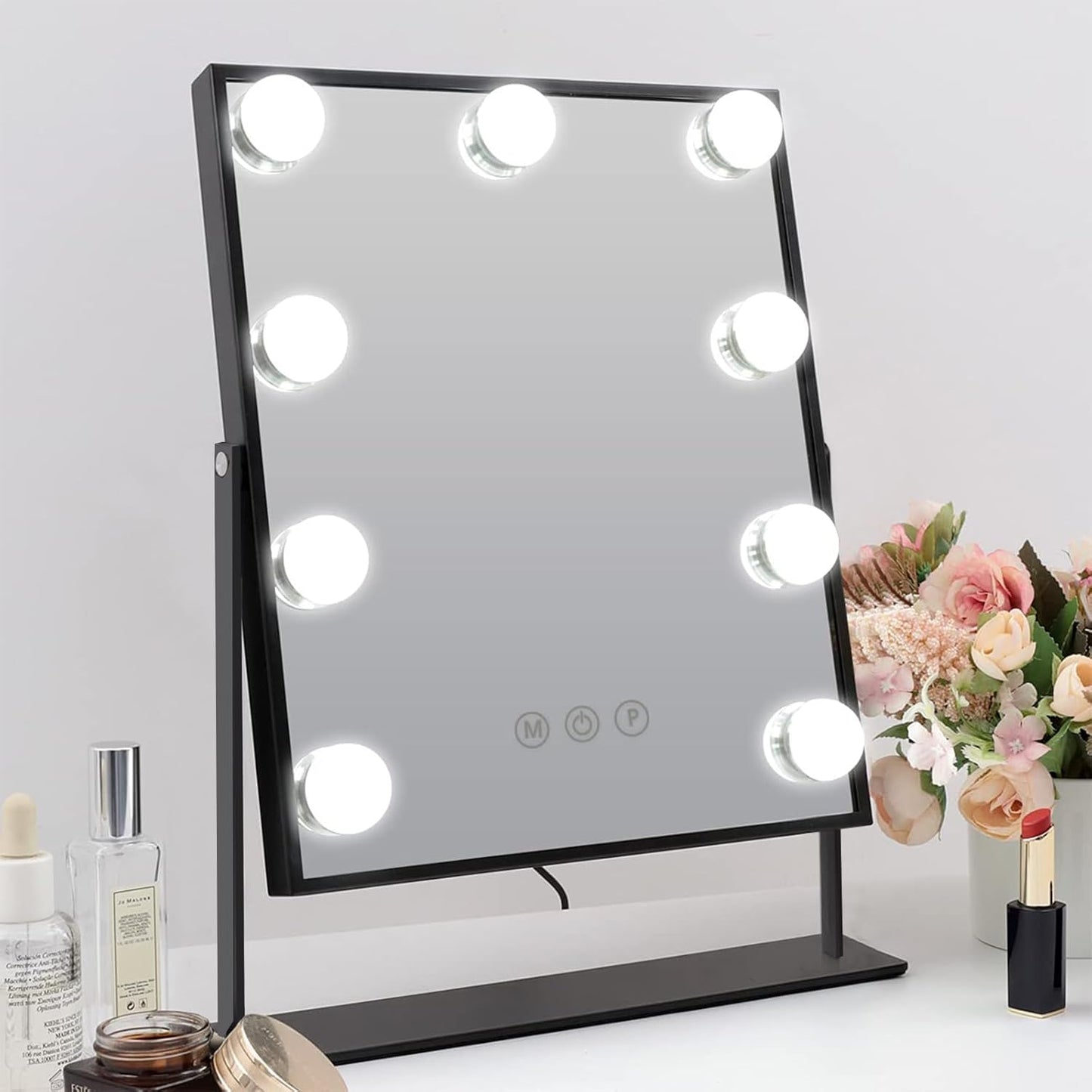 Hansong Lighted Vanity Mirror with 9 LED Bulbs for Makeup