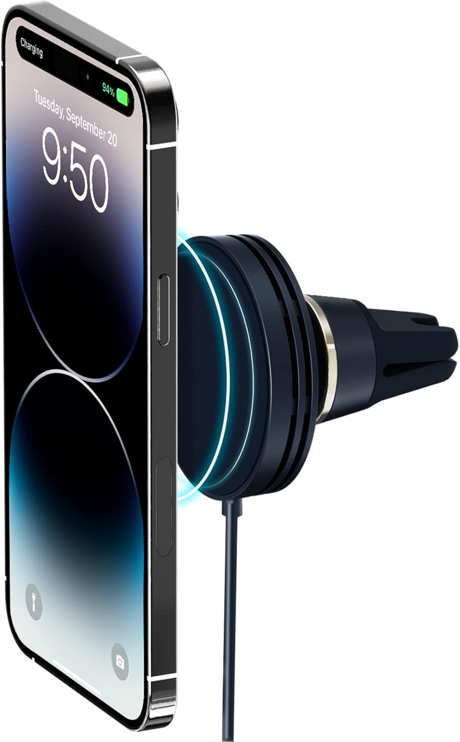 Velox Mini MagSafe Car Mount: Wireless Charging, Midnight Blue