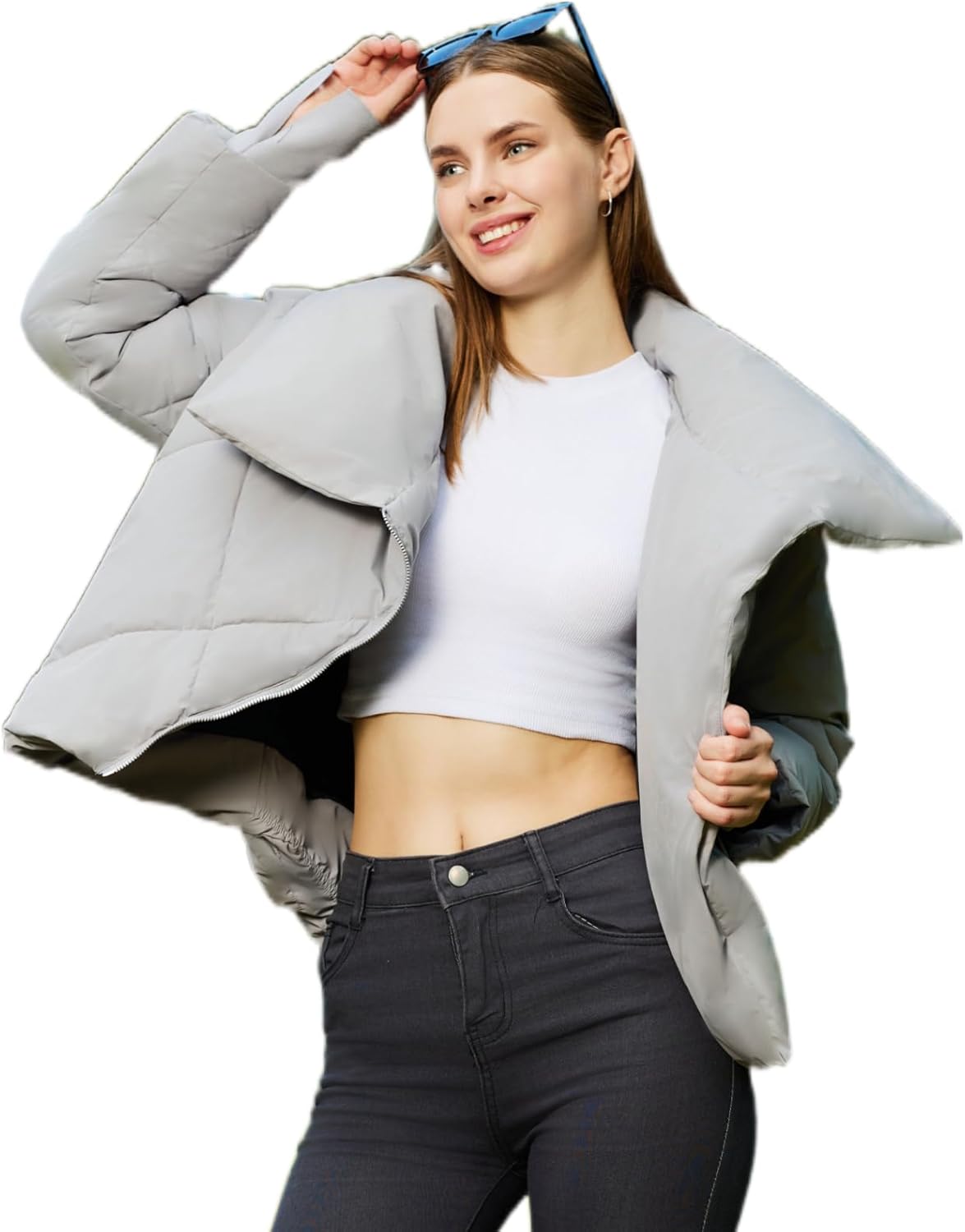 Warm Women's Cropped Puffer Jacket by XIKUKA