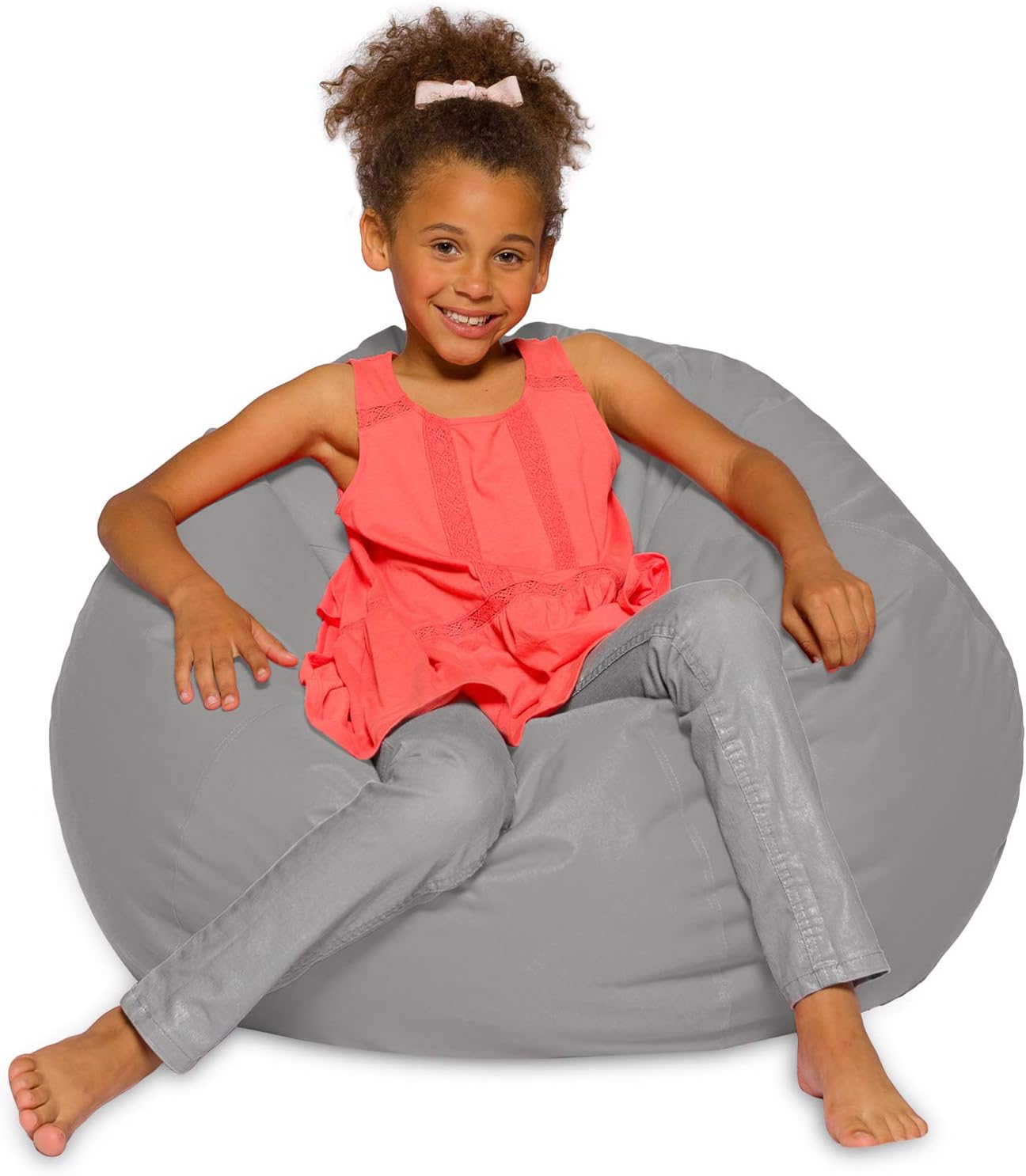 Posh Creations Bean Bag Chair for Kids and Teens, 38in Gray