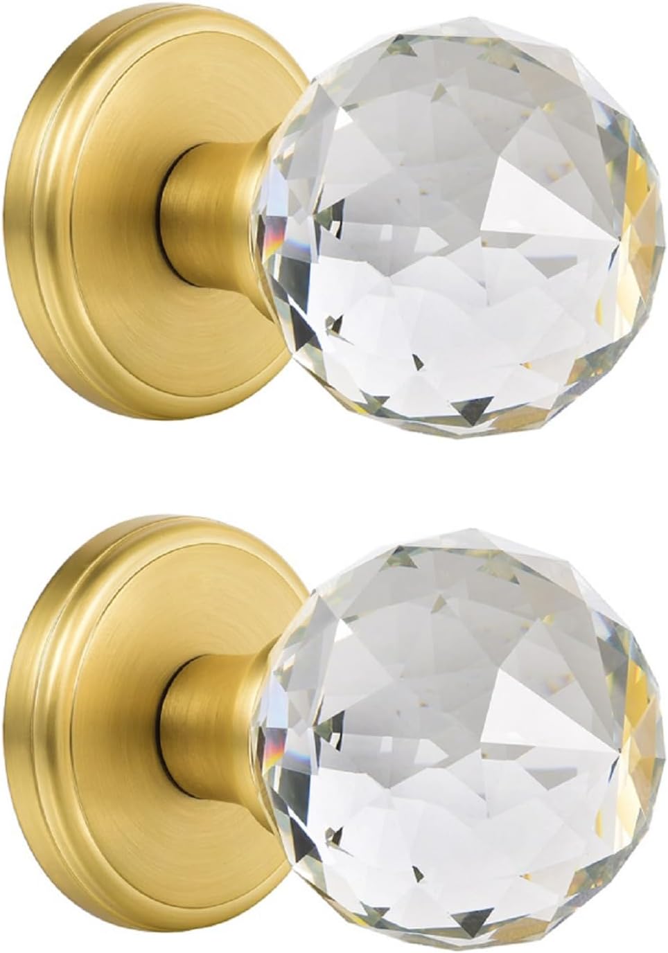 2 Pack Crystal Glass Dummy Door Knobs for Elegant Interiors